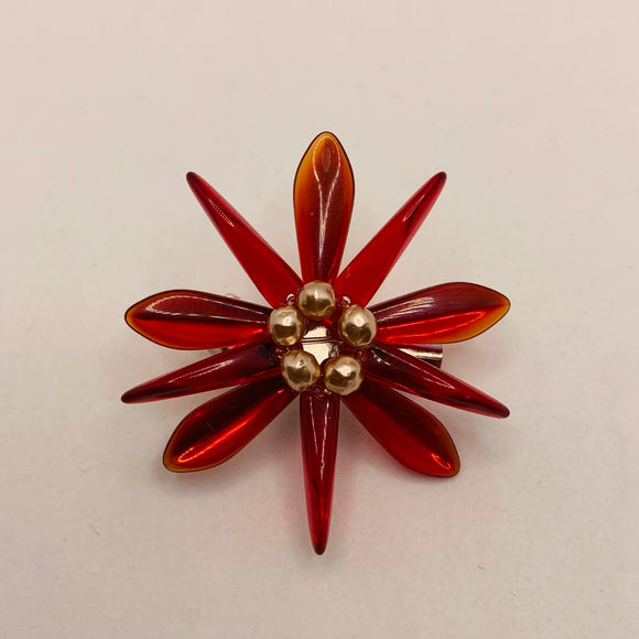 Madeleine Pin in Red with Pearl Center