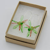 Eileen Earrings in Spring Green with Red Stripes