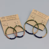 Hannah Earrings Petite in Green, Navy Blue and Matte Bronze