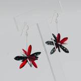 Emma Earrings in Black Metallic Dots, Red and Silver