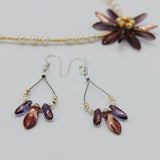 Janet Maxi Earrings in Rose Gold with Purple and Pearls