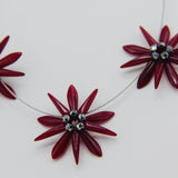 Shelalee Anna Necklace Red Maroon Czech Glass Beads Sterling Silver