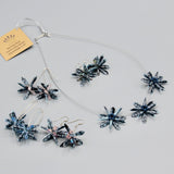 Eileen Earrings in Black and Blue Marble Design