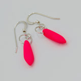 Shelalee Jane Earrings Pink Neon Czech Glass Beads Sterling Silver