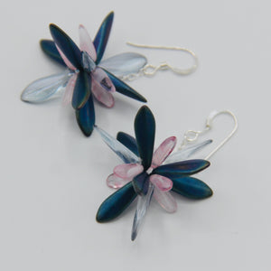 Laura Earrings in Classic Denim Blue and Pink