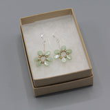 Daisy Earrings in Light Green with Stone Finish