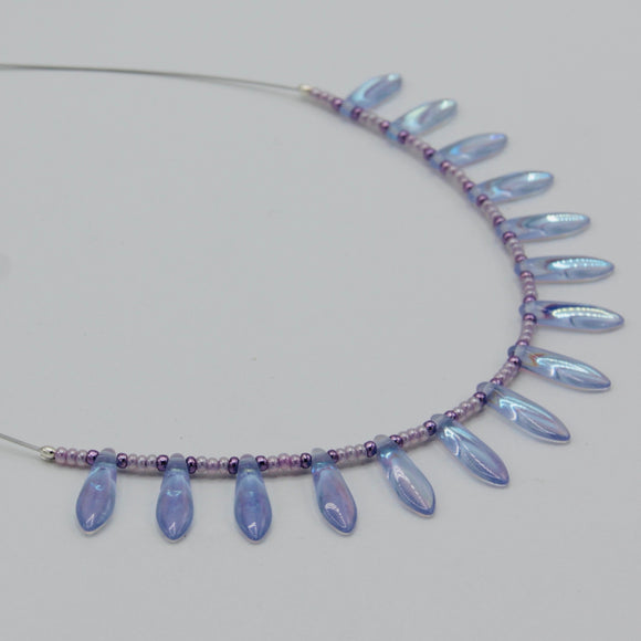 Rebecca Necklace in Shiny Light Blue with Lavender