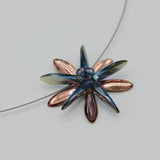 Elizabeth Necklace in Shiny Rose Gold and Smokey Blue