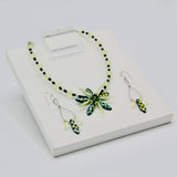 Elizabeth Beaded Necklace in Laser Etched Checkered and Illuminating