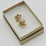 Shelalee Erica Earrings Pink Pearly Green Czech Glass Beads Sterling Silver