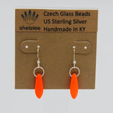 Shelalee Jane Earrings Orange Neon Czech Glass Beads Sterling Silver