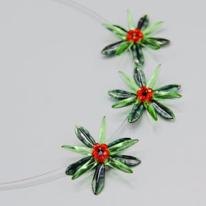 Anna Necklace in Mix Tropical Green With Deep Orange Center