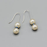 Olivia Earrings with Pearls and Blue Accents