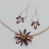 Janet Maxi Earrings in Rose Gold with Purple and Pearls