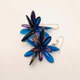 Emma Earrings in Metallic Laser-Etched Black and Blue