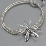 Zoe Beaded Bracelet with Shiny Silver Flower