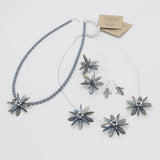 Elizabeth Beaded Necklace in Smoky Blue with Pearls