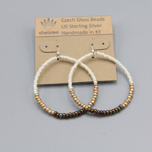 Hannah Earrings in White, Gold and Bronze Brown