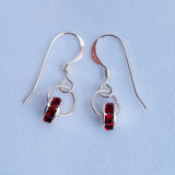 Emily Earrings in Red and Silver