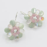 Dahlia Earrings In Pastel Pink and Green
