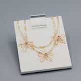 Anna Layered Necklace in Crystal Cream