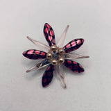 Madeleine Pin in Pink Crosshatch with Pearl Center
