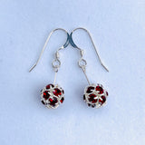 Penelope Earrings with Preciosa Rhinestone Ball in Red and Silver