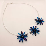 Anna Necklace in Metallic Laser-Etched Black and Blue
