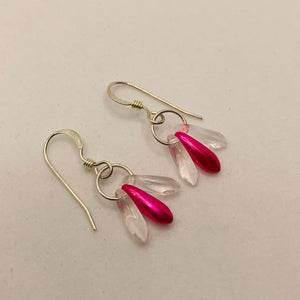 Janet Earrings in Bright Pink and Crystal