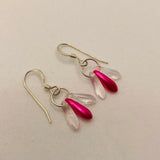 Janet Earrings in Bright Pink and Crystal