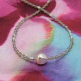 Nora Necklace in Matte Light Gray with Large Pearl