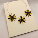 Anna Necklace in Metallic Laser Etched Black and Honey Yellow