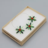 Anna Necklace in Mix Tropical Green With Deep Orange Center