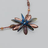 Elizabeth Beaded Necklace in Rose Gold with Smokey Blue