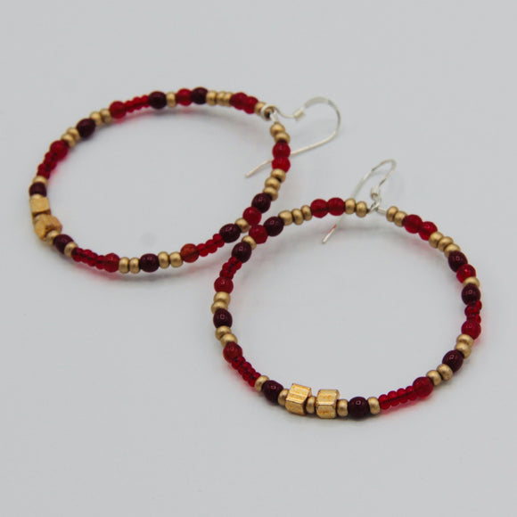 Hannah Boho Earrings in Red and Gold